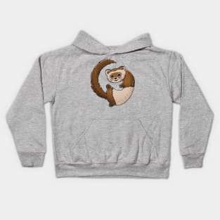 Cute Chocolate Ferret Illustration Kids Hoodie